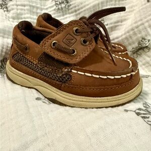 Sperry Brown Leather Kids Boat Shoes
